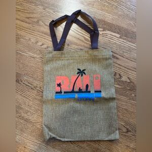 Authentique Bali Natural Tote with Coral and Blue Beach Graphic